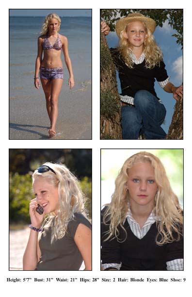 Naples Florida teen model comp cards and porfolios